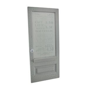 Crackled Coffee Shop Door Wood & Clear Glass Wall Hanging